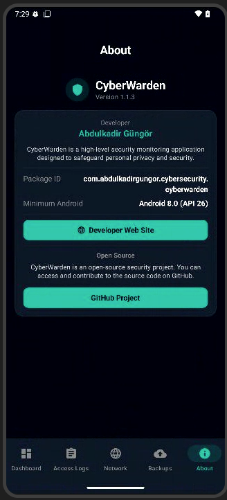 CyberWarden About Screenshot